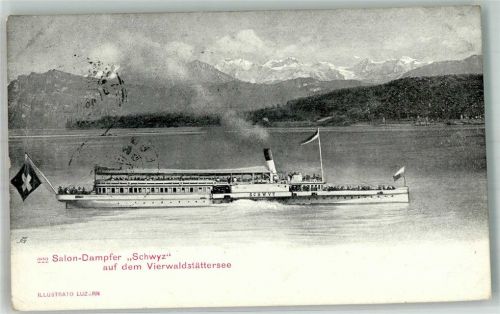 Vierwaldstättersee Salon Dampfer Schwyz Binnenschiff 1905