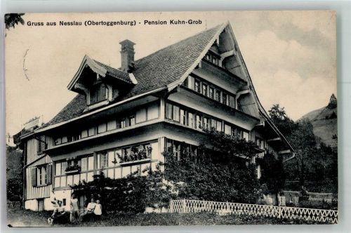 9650 Nesslau 1911 Gebrauchsspuren Pension Kuhn-Grob