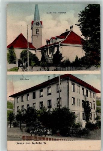 4938 Rohrbach 1921 Foto AK Kirche Pfarrhaus Schule