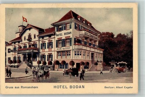 8590 Romanshorn 1919 Foto AK Auto Hotel Bodan