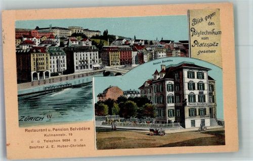 8000 Zürich 1915 Foto AK Gasthaus Pension Belvedere Kulmannstrasse 19