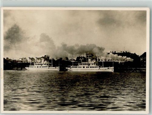 Romanshorn Doppelschrauben-Dieselmotor-Passagierschiff Thurgau und Zürich Binnenschiff Foto AK