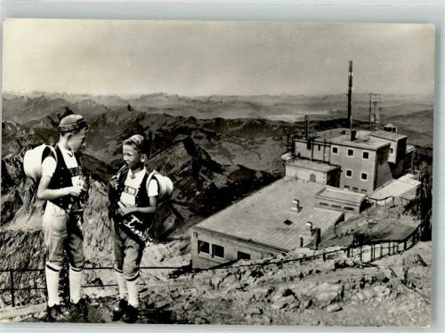 Säntis Foto AK Wetterstation Tracht Kinder Fernseh und UKW Station Gasthaus