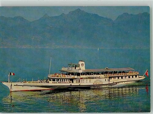 Raddampfer Montreux auf dem Genfersee Binnenschiff Foto AK