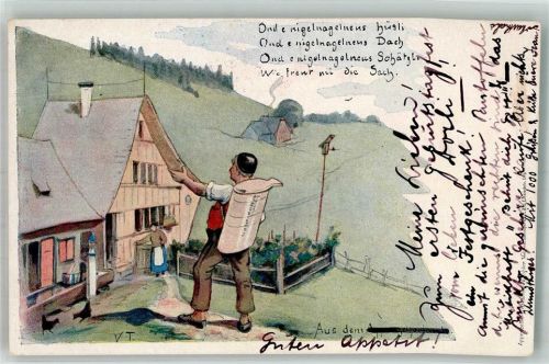 1900 Künstlerkarte sign. Von Tobler , Senner Hüsli auf der Alm