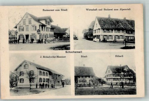 8581 Schocherswil 1913 Foto AK Gasthaus zum Rössli Gasthaus und Bäckerei zum Alpenrösli