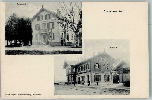 3296 Arch Foto AK Bahnhof Gasthaus