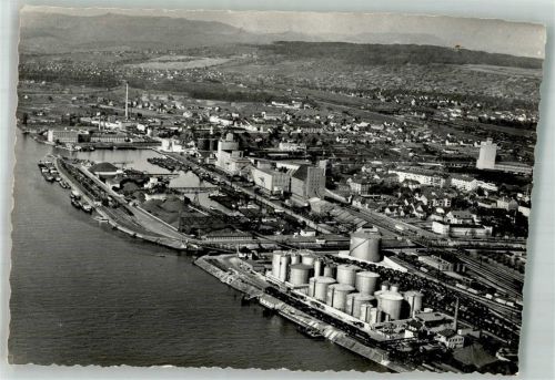 4000 Basel Bâle Foto AK Fliegeraufnahme Rheinhafen