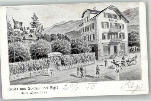 6410 Goldau 1910 Lithographie / Künstlerkarte Hotel Alpenblick