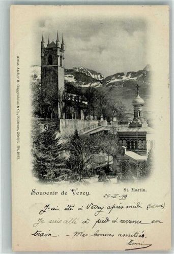 1800 Vevey 1899 Foto AK Kirche St. Martin