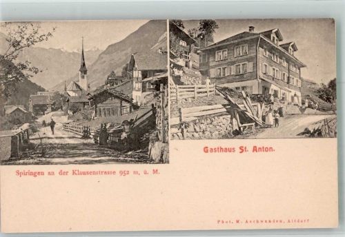 6464 Spiringen Foto AK Gasthaus St. Anton Kirche