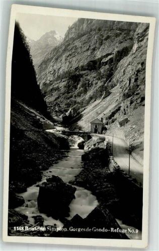 3907 Gondo Foto AK Route de Simplon Bergstrasse