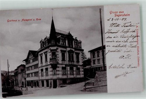 9113 Degersheim 1904 Foto AK Gasthaus und Metzgerei zur Rose