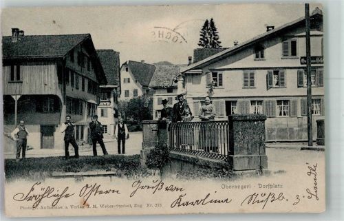 6315 Oberägeri 1905 Foto AK Dorfplatz