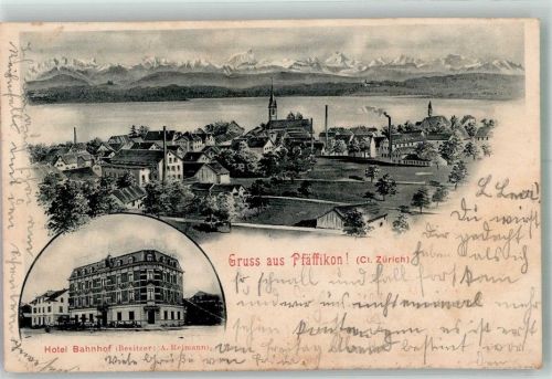 8330 Pfäffikon ZH 1902 Foto AK Hotel Bahnhof