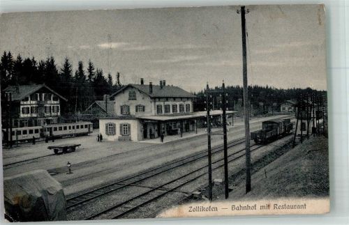 Zollikon Bahnhof Eisenbahn Gasthaus Bahnhof Schweiz 1920 Foto AK