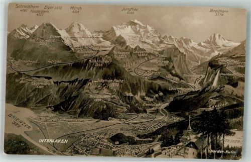 3800 Interlaken Foto AK Vogelschau