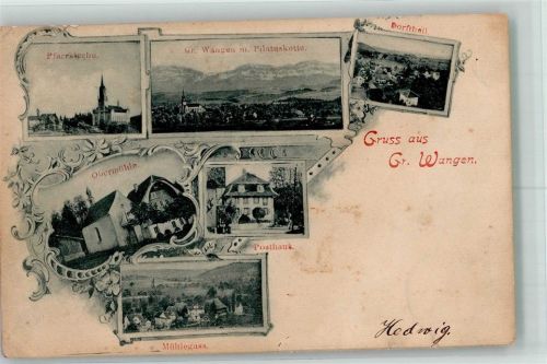 6022 Grosswangen 1900 Gebrauchsspuren Postamt Mühle- Gasse Pfarr- Kirche