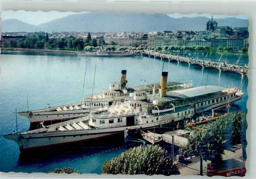 Genève Genf Raddampfer Simplon am Pont du Mont Blanc Binnenschiff Foto AK