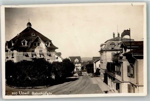9240 Uzwil 1929 Foto AK LKW Bahnhofstrasse