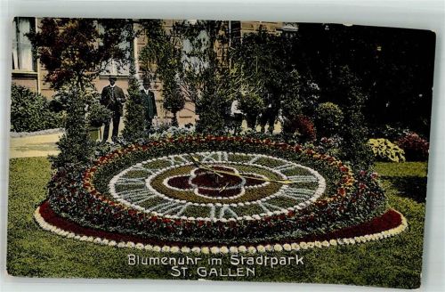9000 St. Gallen S. Gallo Foto AK Blumenuhr Stadtpark