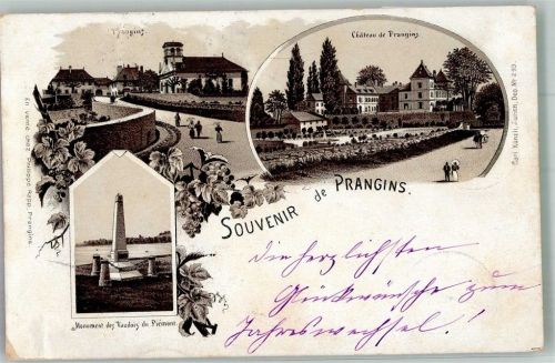 1197 Prangins 1893 Lithographie Denkmal Schloss Vorläufer