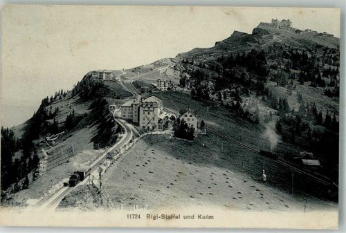 Kulm 1909 Foto AK Bergbahn Hotel Rigi Staffel