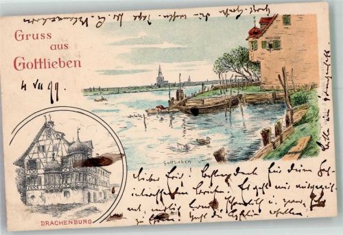 8274 Gottlieben 1899 Lithographie Drachenburg