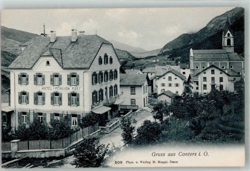 7241 Conters im Prättigau Foto AK Hotel Pension Post