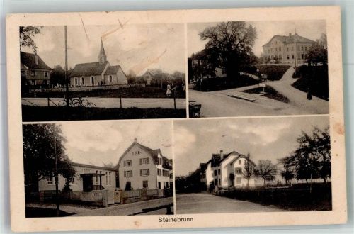 9314 Steinebrunn 1917 Foto AK Bahnpost Zug 3616 Kirche