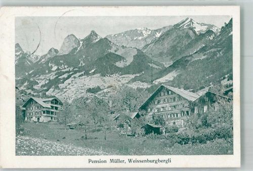 3764 Weissenburg 1915 Foto AK Pension Müller Weissenburgbergli