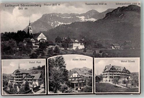 Schwarzenberg 1923 Foto AK Hotel Matt Kreuz Rössli