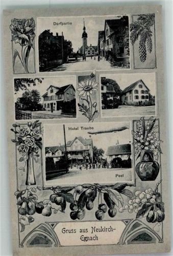 9315 Neukirch Egnach 1910 Foto AK Postamt Hotel Traube Dorfpartie