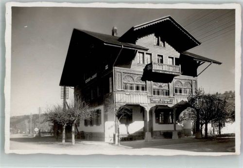 3713 Reichenbach im Kandertal 1929 Foto AK Gasthaus Pension zum Bahnhof