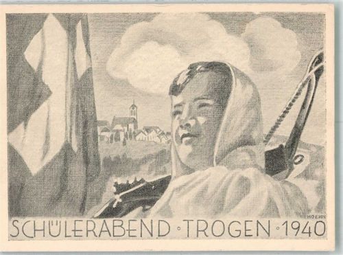 9043 Trogen Radierung Schülerabend 1940 Einladung