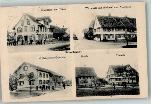 8581 Schocherswil 1920 Foto AK Gasthaus zum Rössli Gasthaus und Bäckerei zum Alpenrösl