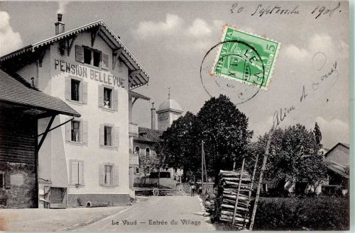 1261 Le Vaud Foto AK Pension Bellevue Marke bildseitig