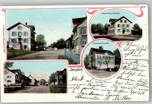 9320 Frasnacht Steineloh 1902 Foto AK Schulhaus Frasnacht Scheidweg
