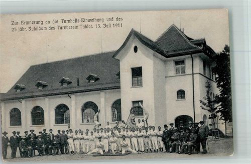 9000 St. Gallen S. Gallo Foto AK Turnverein Tablat Einweihung Turnhalle 1911