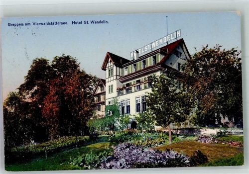6404 Greppen 1924 Foto AK Hotel St. Wendelin