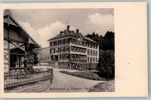 9000 St. Gallen S. Gallo 1915 Foto AK Gasthaus und Pension Nest Landpost