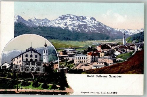 7503 Samedan Samaden 1912 Foto AK Hotel Bellevue Feldpost Bat. 93 Comp. III