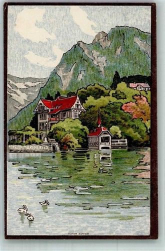 6354 Vitznau 1929 Künstlersteindruck Pension Margherita