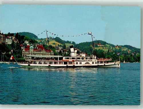 Raddampfer Stadt Luzern auf dem Vierwaldstättersee Binnenschiff Foto AK