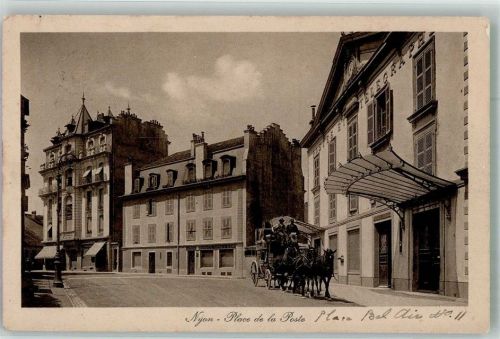 Nyon Postkutsche Place de la Poste Postkutsche Schweiz 1920 Foto AK