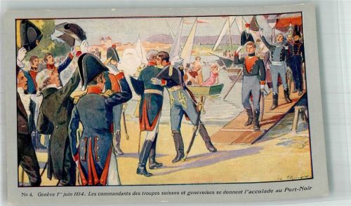 Künstlerkarte Nr. 4 Centenaire de la Reunion de Geneve a la Suisse