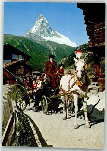 3920 Zermatt 1977 Foto AK Tracht Pferdekutsche