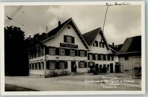 9542 Münchwilen TG Foto AK Fahrrad Feldpost 6 Gasthaus und Metzgerei zum Ochsen