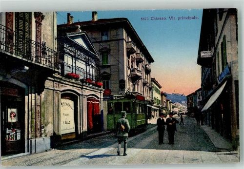6830 Chiasso Foto AK Straßenbahn Via principale