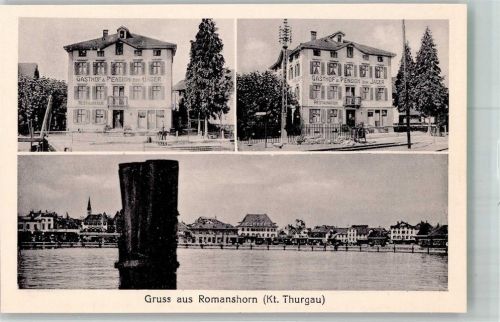8590 Romanshorn Foto AK Cafe und Pension zum Jäger Hafen